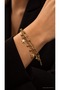 Women's Gold Color Star Figured Double Chain Charm Bracelet