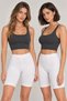 Women's 2-Piece Cotton Modal Jacquard Waisted Above-Knee Biker Leggings Stretchy