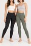 Women's 2-Piece High Waist Ribbed Diver Leggings Stretchy Full Length Sport Casual