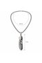 Feather Figured Men's Necklace with Albanian Chain Detail, Silver Color, 60 cm Long Chain - 3