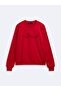 Regular Fit Sign Printed Crew Neck Red Sweatshirt - 4