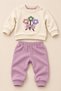 Baby Girl Set with Floral Appliques and Bow Detail, 2-Piece Top and Bottom Set, Seasonal, 6 9 12 18 24 Months - 2