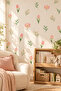 Pink Tulip Wall Sticker Set Ceiling Wall Glass Baby Kids Room 48 Pieces Erasable Water Resistant Decorative Sticker - 2