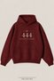 Unisex 444 Printed Daily Use Comfortable Burgundy 3-Thread Combed Cotton Hooded Sweatshirt