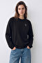 Eazy Unisex Oversize Long Sleeve T-Shirt 100% Cotton Logo Printed Black Basic Boxy Fit T-Shirt