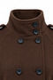 Women's Cashmere Lined Stand Collar Epaulet Lined Coat with Tied Pockets - 2