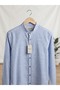 Men's Regular Fit Comfortable Cut Long Sleeve Stand Collar 100% Cotton Shirt - 4