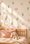 Pink Tulip Wall Sticker Set Ceiling Wall Glass Baby Kids Room 48 Pieces Erasable Water Resistant Decorative Sticker