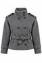 Women's Cashmere Lined Stand Collar Epaulet Lined Coat with Tied Pockets