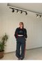 Navy blue elastic waistband side stripe detailed embroidered parachute fabric sweatpants - 8