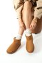 Women's Tan Winter Boots, Suede, Fur Inside, Thin Sole, Daily Comfortable Boots