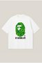Bape Neon Green Head Printed Oversize Hoodie 100% Cotton 3 Thread Threaded Unisex Hooded Sweatshirt