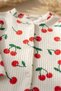 Cherry Patterned 100% Cotton Baby Girl Romper - 4