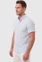 Men's Slim Fit Lycra Jacquard Textured Ice Blue Short Sleeve Shirt – Flexible Embroidered Emblem 2604356 - 2