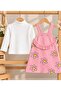 New Season Daisy Patterned Ruffled Double Set Salopet Dress & Ribbed Bodysuit Suitable for Kindergarten & Nursery - 2
