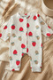 Red Strawberry Patterned 100% Cotton Baby Girl Romper 3-6-9 Months - 3