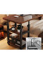 Adjustable Rolling Laptop Table with Wooden Top and Storage Shelf, Height Adjustable Mobile Side Table - 60x40x(60-85) cm - 4