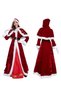4Pcs Mrs Claus Costume for Women Adult Santa Costumes Set Christmas Dresses Suit Velvet Hooded Cosplay Xmas Party Outfit
