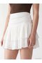 Alita City Farkıyla Xside White Plain Mini Women's Shorts Skirt - 3