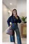 Redra Navy Blue Bat Sleeve Blouse - 2