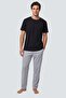 Men's Cotton Pajama Set Black / Gray Melange