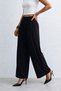 Women's Pleated Loose Trousers with Elastic Waist - Black - 2