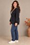 Soft Velvet Zippered Oversized Sweatshirt Black - 3