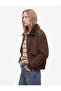 Zippered Crop Faux Leather Biker Jacket with Pockets - 2