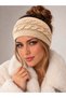 Women's cotton knit bandana | braided hair ear warmer headband 71320 beige - 4