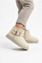Girl's Short Boots with Fur Inside, Suede Look, Belt Buckle, and Short Heel - 3