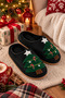 Women's New Year's Themed, Pine Tree Embroidered, Suede, Plush Lined House Slippers - 6