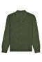 Men's Polo Collar Khaki Sweater Rice Patterned Cotton Knitwear Steel Knit Classic Pattern - 5410F - 2