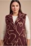 Patterned Large Size Cashmere Vest with Cotton Lining Inside, Burgundy - 3
