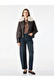 Long Sleeve Detachable Faux Fur Collar Faux Leather Jacket