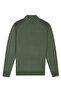 Men's Half Fisherman Shoulder Stripe Detailed Knitwear Cotton Green Sweater Steel Knit Classic Pattern - 5401B - 2