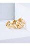 Gold Color Zigzag Patterned Textured Thick Hoop Earring Set - 2