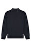 Men's Polo Collar Navy Blue Sweater Rice Patterned Cotton Knitwear Steel Knit Classic Pattern - 5410F - 6