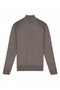 Men's Half Fisherman Shoulder Stripe Detailed Cotton Brown Sweater Steel Knit Classic Pattern - 5401B - 2