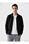 Black Polo Neck Men's Zippered Sweatshirt
