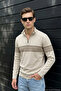 Men's Half Fisherman Knitwear Cotton Stone Sweater Stripe Patterned Steel Knit Classic Pattern - 5402B - 3