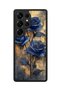Samsung Galaxy S25 Ultra Compatible Blue Rose Patterned Camera Protected Shockproof Case
