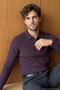Men's Zippered Polo Collar Plum Sweater Ribbed Textured Thin Knitwear Classic Pattern - 5411A - 3