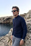 Men's Half Fisherman Navy Blue Sweater Cotton Knitwear Rice Patterned Steel Knit Classic Fit - 5410B - 5