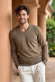 Men's V-Neck Mink Sweater Thessaloniki Knit Solid Color Classic Pattern - 5550D - 3