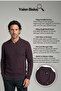 Men's Zippered Polo Collar Navy Blue Sweater Ribbed Textured Thin Knitwear Classic Pattern - 5411A - 7