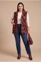 Patterned Large Size Cashmere Vest with Cotton Lining Inside, Burgundy - 5