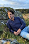 Men's Polo Collar Navy Blue Sweater Vertical Striped Knitwear Classic Pattern - 5409A - 3