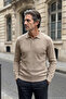 Men's Polo Collar Mink Sweater Rice Patterned Cotton Knitwear Steel Knit Classic Pattern - 5410F