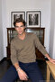 Men's V-Neck Mink Sweater Thessaloniki Knit Solid Color Classic Pattern - 5550D