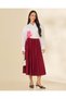 Women Burgundy Pleated Midi Skirt - 2